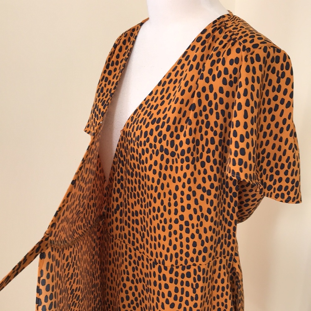 J. CREW amber with black Size 12 twill drapey wrap dress - Picture 8 of 12